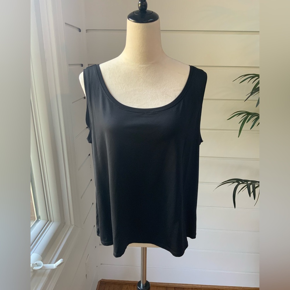 Plus Size Peter Nygard Black Sleeveless Relaxed Tank Top Size 1X